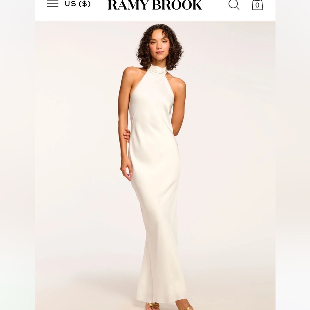 Ramy Brook Cream Halter Neck Gown
